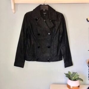 NWOT Talbots Denim Double Breasted Jacket Black